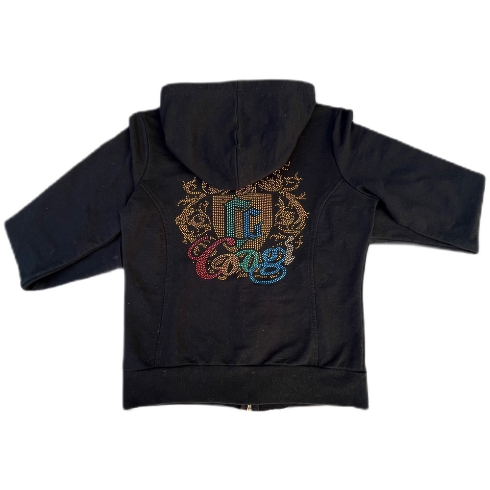 Coogi Australia Rhinestone Jewels Stud Embellished Black Zip Up Hoodie Sweater